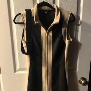 Stunning Tommy Hilfiger Women's Tan and Black Zip Front Dress